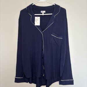 NORDSTROM NEW Pajama Set Women's Large Navy Peacoat Stretch Soft Top Shorts
